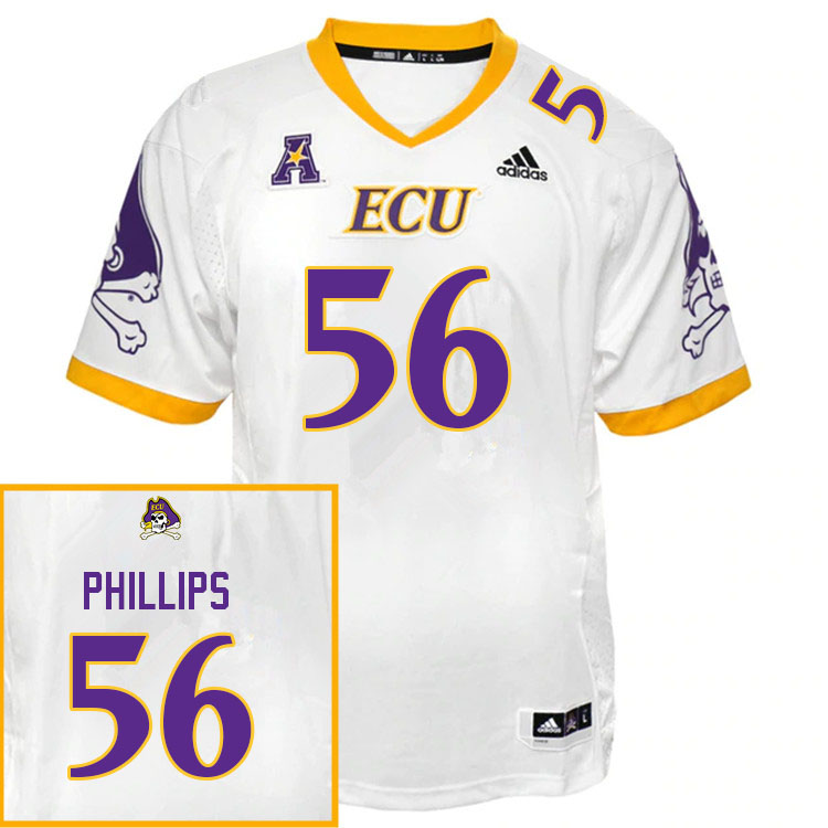 Men #56 Kyjuan Phillips ECU Pirates College Football Jerseys Sale-White